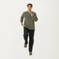 Men's Long Sleeve Crew Neck Utility Pullover with Zipper Chest Pocket and Elastic Cuffs