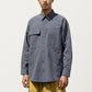 Men's Long Sleeve Button-Up Utility Shirt with Chest Pocket and Structured Stitch Detailing
