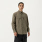 Men's Long Sleeve Button-Up Utility Shirt with Chest Pocket and Structured Stitch Detailing