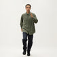Men's Long Sleeve Button-Up Utility Shirt with Chest Pocket and Structured Stitch Detailing