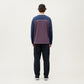 Men's Long Sleeve Color Block Crew Neck Pullover with Contrast Stitching and Relaxed Fit