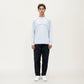 Men's Long Sleeve Crew Neck Pullover with Raglan Seams and Subtle Front Stitch Detail