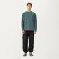 Men's Long Sleeve Crew Neck Pullover with Raglan Seams and Subtle Front Stitch Detail