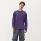 Men's Long Sleeve Crew Neck Pullover with Raglan Seams and Subtle Front Stitch Detail