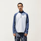 Men's Long Sleeve Quarter Zip Pullover with Color Block Panels and Stand Collar