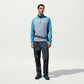 Men's Long Sleeve Quarter Zip Pullover with Color Block Panels and Stand Collar