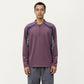 Men's Long Sleeve Quarter Zip Pullover with Contrast Shoulder Panels and Stand Collar