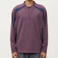 Men's Long Sleeve Quarter Zip Pullover with Contrast Shoulder Panels and Stand Collar