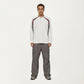 Men's Long Sleeve Quarter Zip Pullover with Contrast Shoulder Panels and Stand Collar