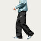 Men's Wide Leg Cargo Pants with Zippered Pockets and Adjustable Drawstring Waist