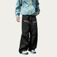Men's Wide Leg Cargo Pants with Zippered Pockets and Adjustable Drawstring Waist