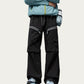 Men's Wide Leg Cargo Pants with Zippered Pockets and Adjustable Drawstring Waist