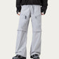 Men's Wide Leg Cargo Pants with Zippered Pockets and Adjustable Drawstring Waist