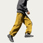 Men's Wide Leg Cargo Pants with Zippered Pockets and Adjustable Drawstring Waist
