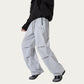 Men's Wide Leg Cargo Pants with Oversized Pockets and Adjustable Drawstring Waist