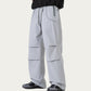 Men's Wide Leg Cargo Pants with Oversized Pockets and Adjustable Drawstring Waist