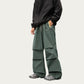 Men's Wide Leg Cargo Pants with Oversized Pockets and Adjustable Drawstring Waist