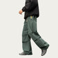 Men's Wide Leg Cargo Pants with Oversized Pockets and Adjustable Drawstring Waist