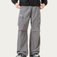 Men's Textured Wide Leg Cargo Pants with Zipper Pockets and Adjustable Drawstring Waist