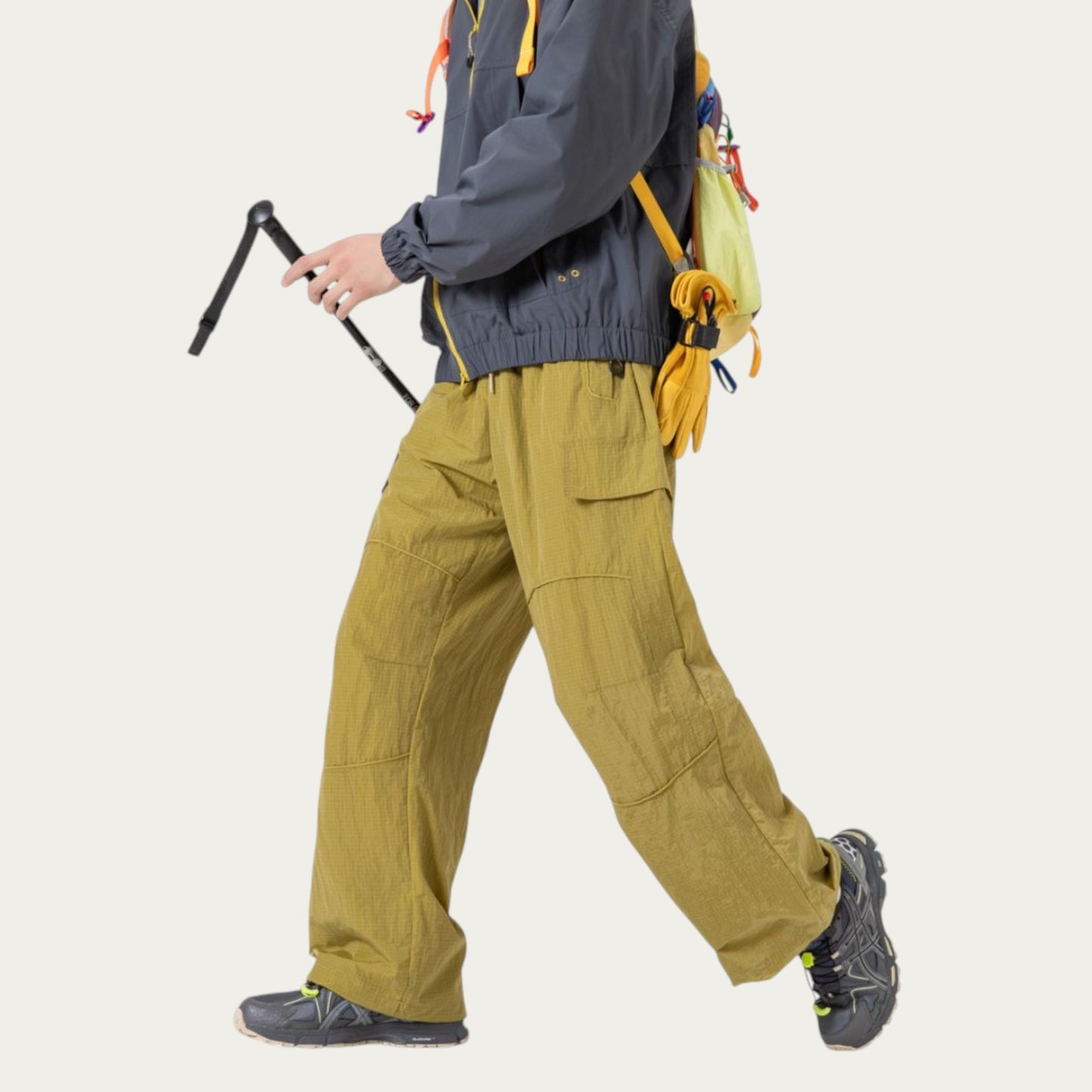 Men's Lightweight Cargo Pants with Drawstring Waist and Utility Pockets