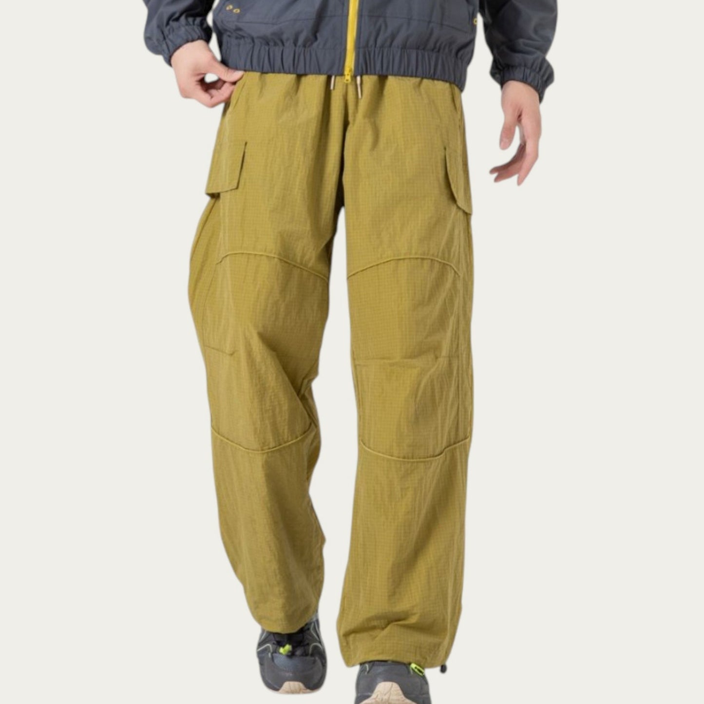 Men's Lightweight Cargo Pants with Drawstring Waist and Utility Pockets