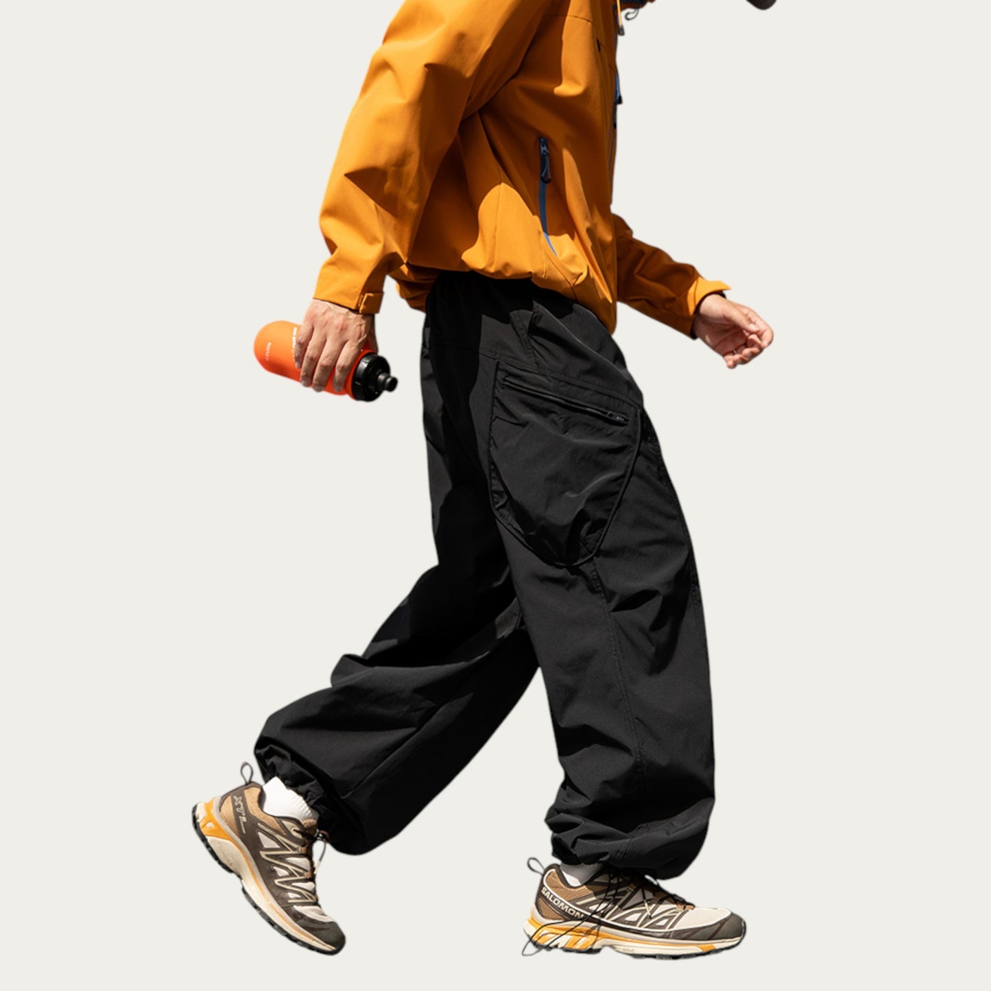 Men's Relaxed Fit Cargo Pants with Side Pockets and Adjustable Drawstring Waist