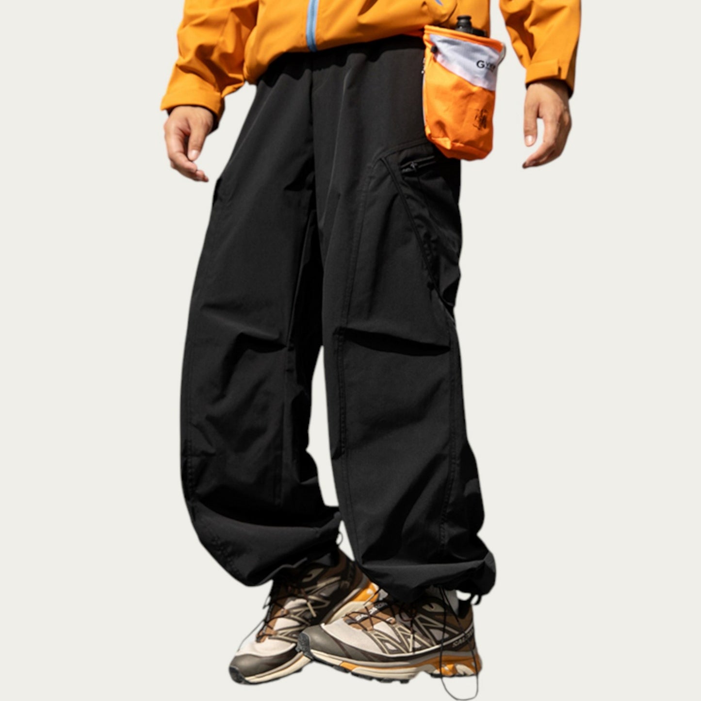 Men's Relaxed Fit Cargo Pants with Side Pockets and Adjustable Drawstring Waist