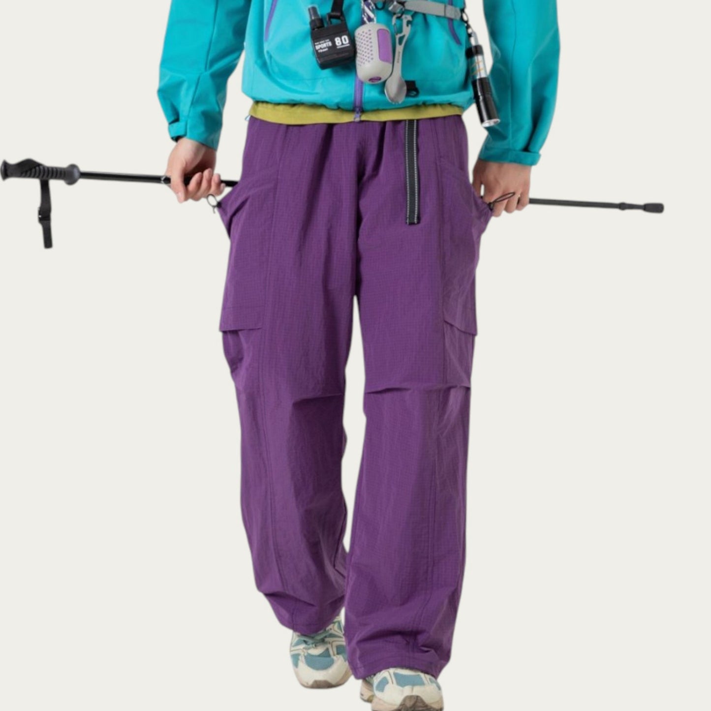 Men's Oversized Cargo Pants with Adjustable Drawstring Hem and Multi-Pocket Design