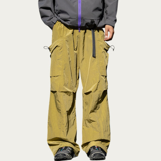 Men's Oversized Cargo Pants with Adjustable Drawstring Hem and Multi-Pocket Design