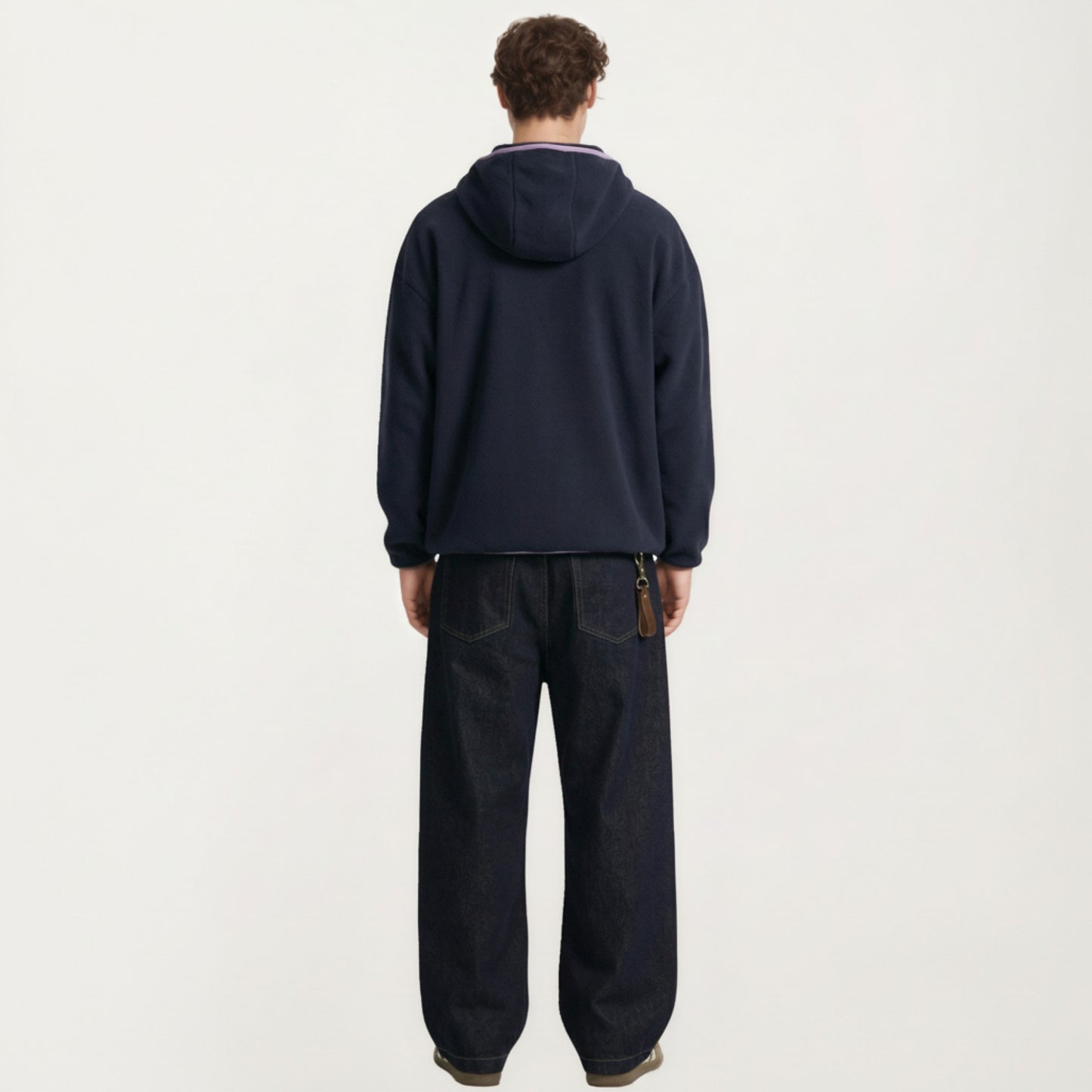 Men's Half Zip Hooded Pullover with Front Pocket and Relaxed Fit