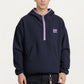 Men's Half Zip Hooded Pullover with Front Pocket and Relaxed Fit