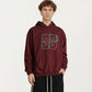 Men's Embroidered Pullover Hoodie with Front Pocket and Relaxed Fit