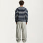 Men's Striped Crewneck Sweatshirt with Ribbed Trim and Relaxed Fit