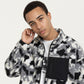 Men's Full Zip Fleece Jacket with Stand Collar and Utility Chest Pocket