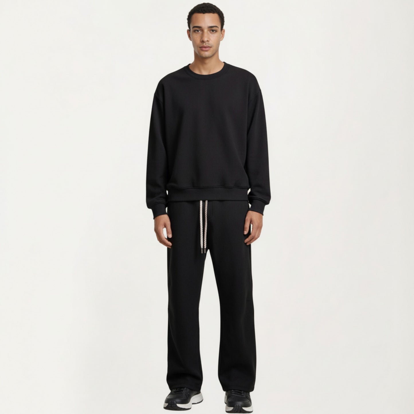 Men's Straight Leg Drawstring Pants with Elastic Waist and Relaxed Fit