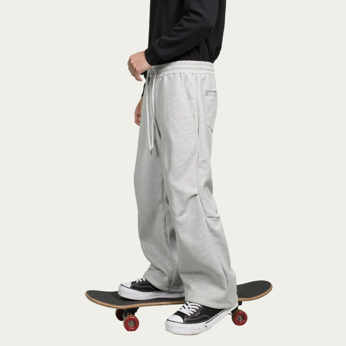 Men's Straight Leg Drawstring Pants with Elastic Waist and Relaxed Fit