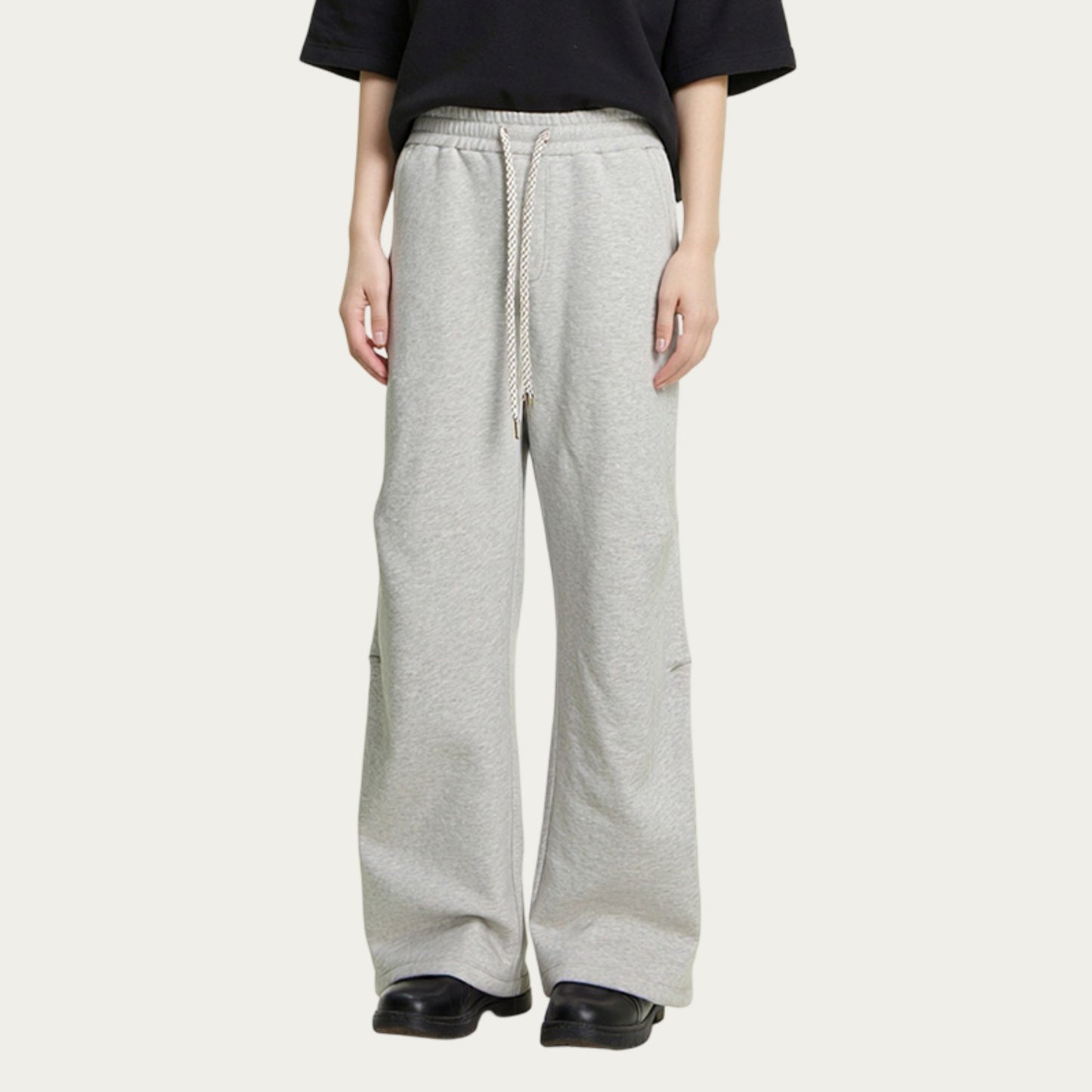 Men's Straight Leg Drawstring Pants with Elastic Waist and Relaxed Fit