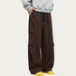 Men's Wide Leg Drawstring Pants with Relaxed Fit and Clean Seam Detailing
