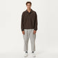 Men's Ribbed Long Sleeve Polo Sweater with Relaxed Fit and Soft Knit Texture