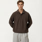 Men's Ribbed Long Sleeve Polo Sweater with Relaxed Fit and Soft Knit Texture