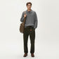 Men's Ribbed Long Sleeve Polo Sweater with Relaxed Fit and Soft Knit Texture