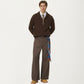 Men's Ribbed Half Zip Sweater with Relaxed Fit and Stand Collar Design