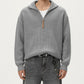 Men's Ribbed Half Zip Sweater with Relaxed Fit and Stand Collar Design