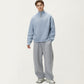 Men's Ribbed Half Zip Sweater with Relaxed Fit and Stand Collar Design