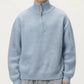 Men's Ribbed Half Zip Sweater with Relaxed Fit and Stand Collar Design