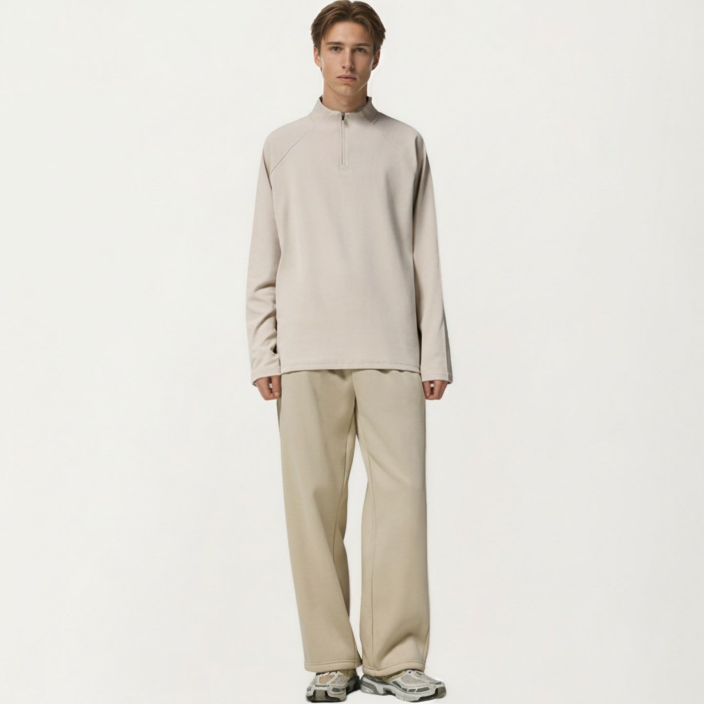 Men's Long Sleeve Quarter Zip Pullover with Mock Neck and Relaxed Athletic Fit