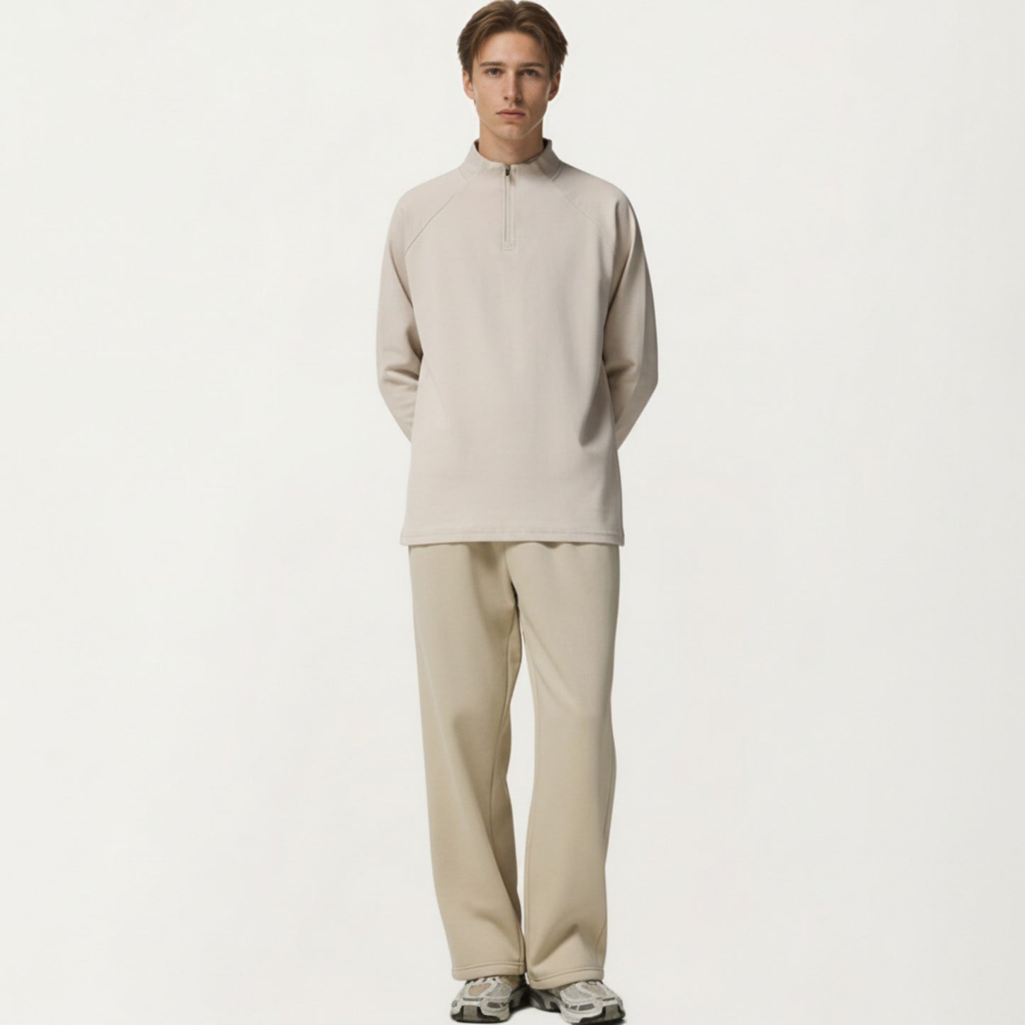 Men's Long Sleeve Quarter Zip Pullover with Mock Neck and Relaxed Athletic Fit