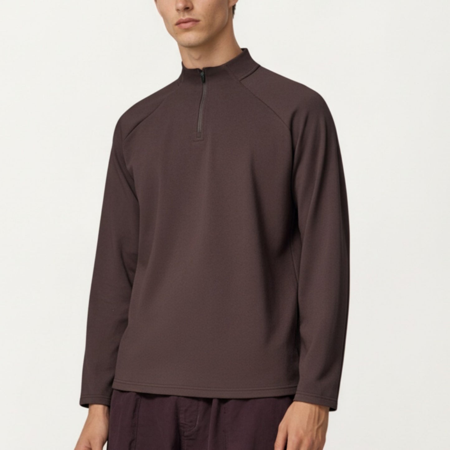 Men's Long Sleeve Quarter Zip Pullover with Mock Neck and Relaxed Athletic Fit
