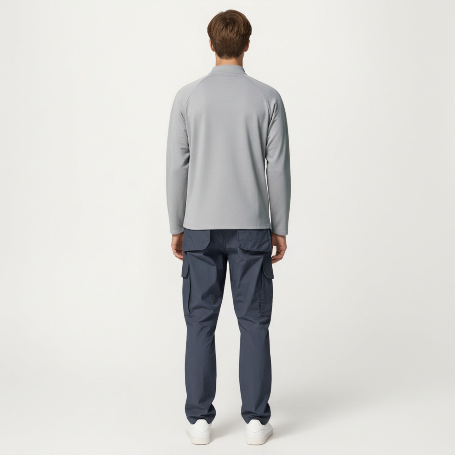 Men's Long Sleeve Quarter Zip Pullover with Mock Neck and Relaxed Athletic Fit