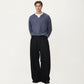 Men's Long Sleeve Pullover Top with Layered Notch Neckline and Relaxed Fit